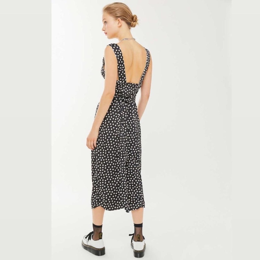 Urban Outfitters Delaney Polka Dot Plunge Dress With Slit Size Small - Picture 2 of 10
